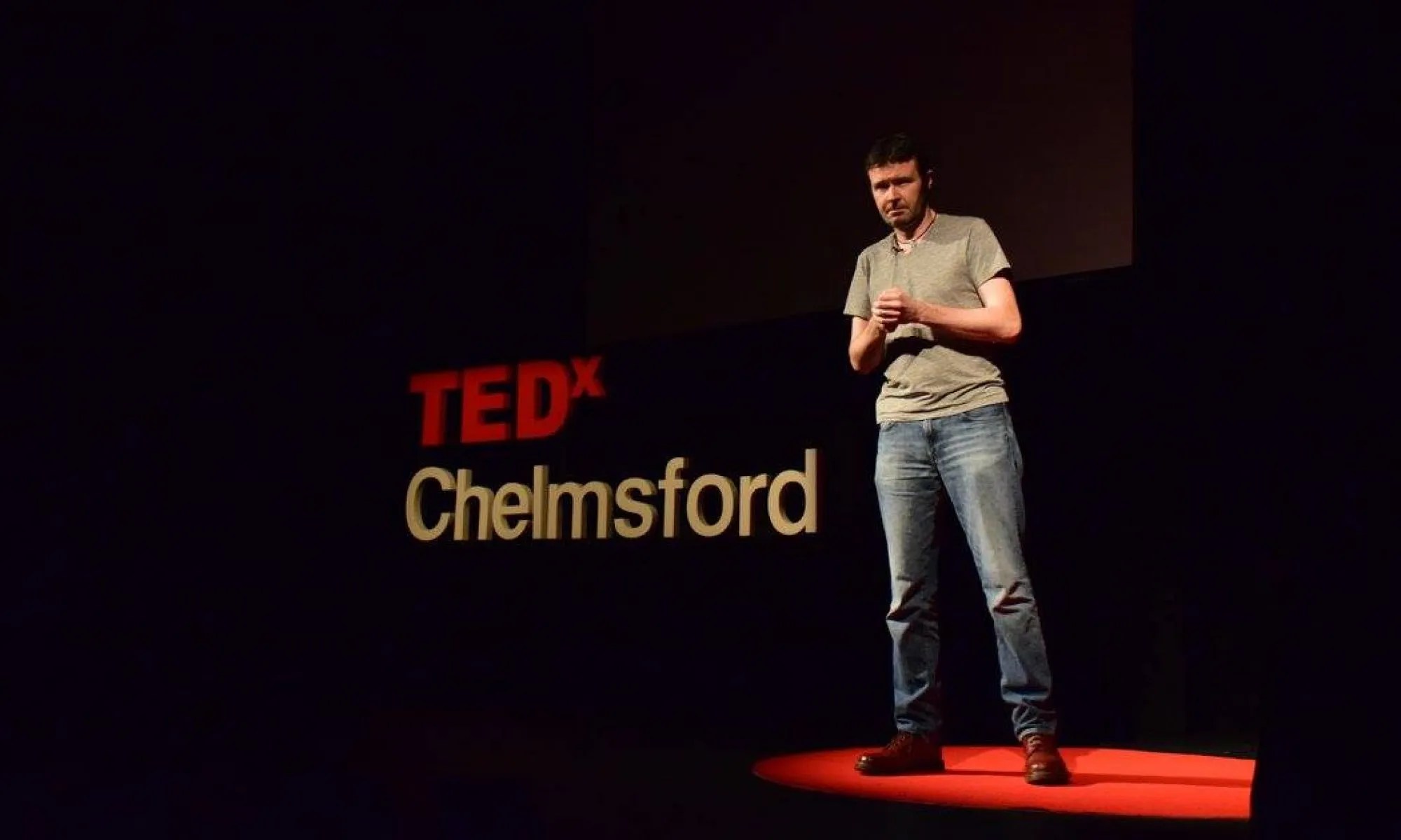 Pat Higgins onstage at TEDx